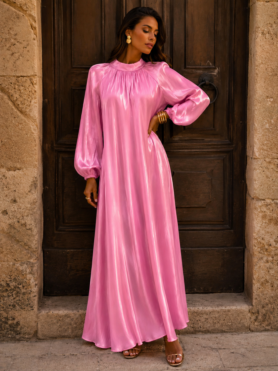 Rosalie Satin Maxi Kleid – Pink