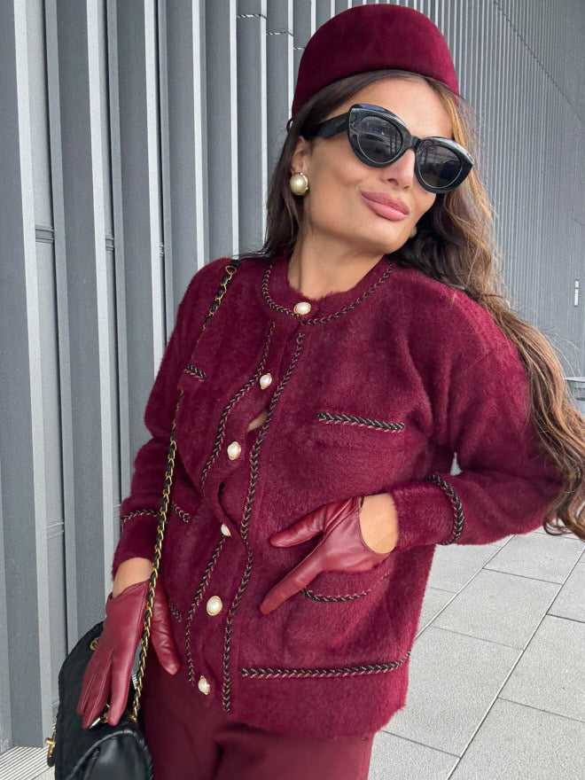 La Chleá-Cherry White Lux Cardigan