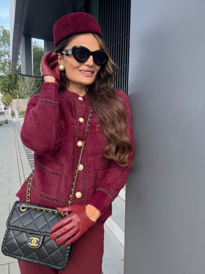 La Chleá-Cherry White Lux Cardigan