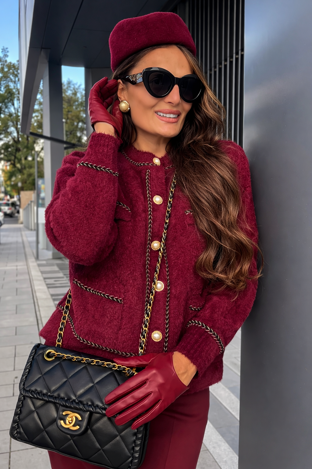 La Chleá-Cherry White Lux Cardigan