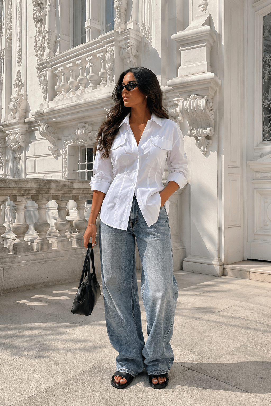 Figurbetonte Oversized-Bluse aus Baumwolle
