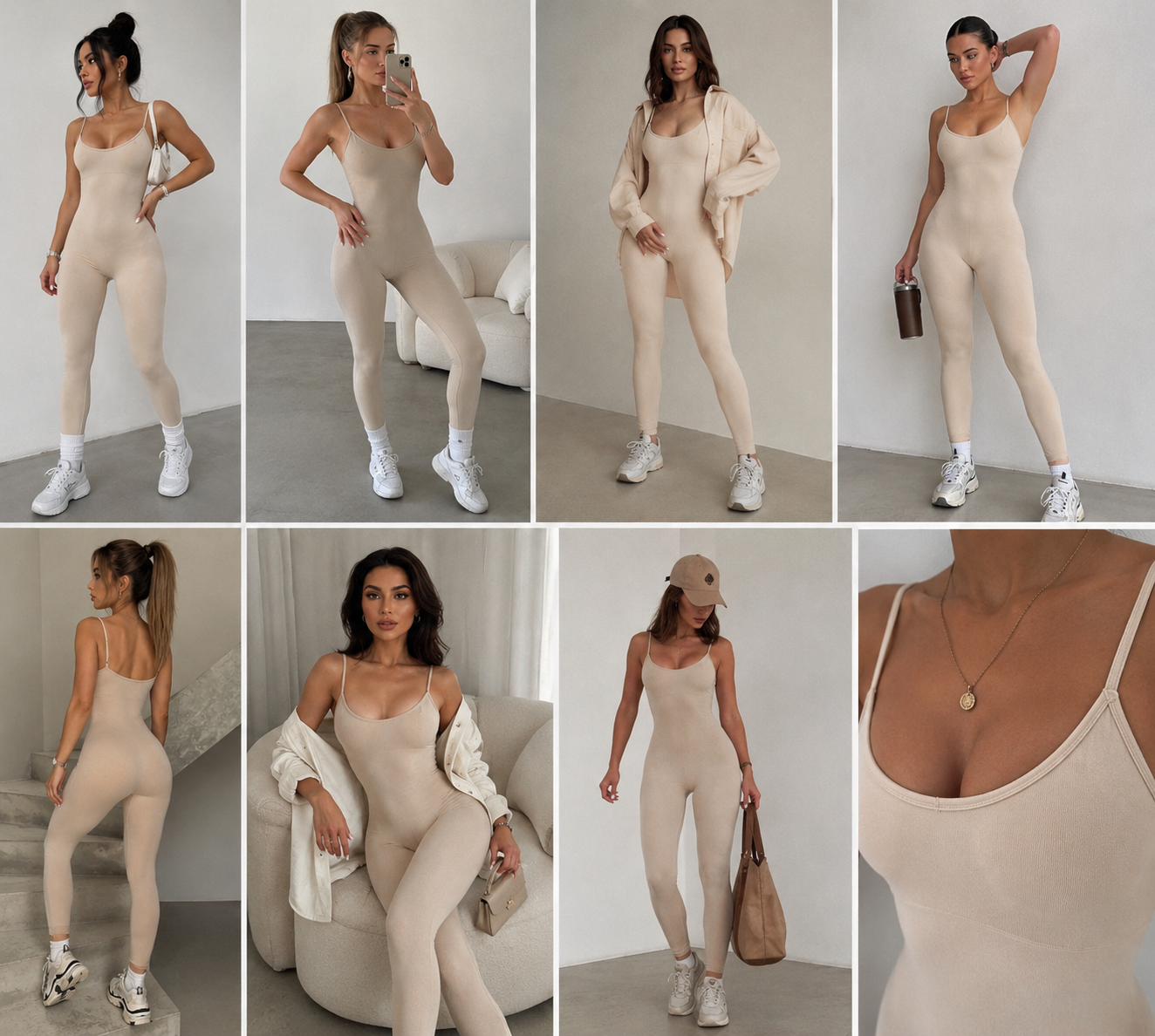 Seamless Shape Jumpsuit Beige