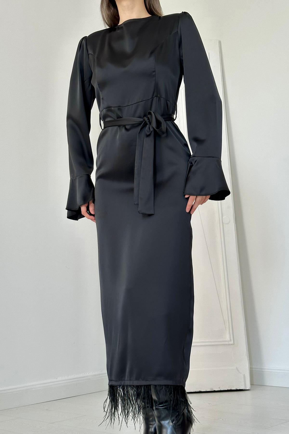Eleganza Feder-Black Abendkleid