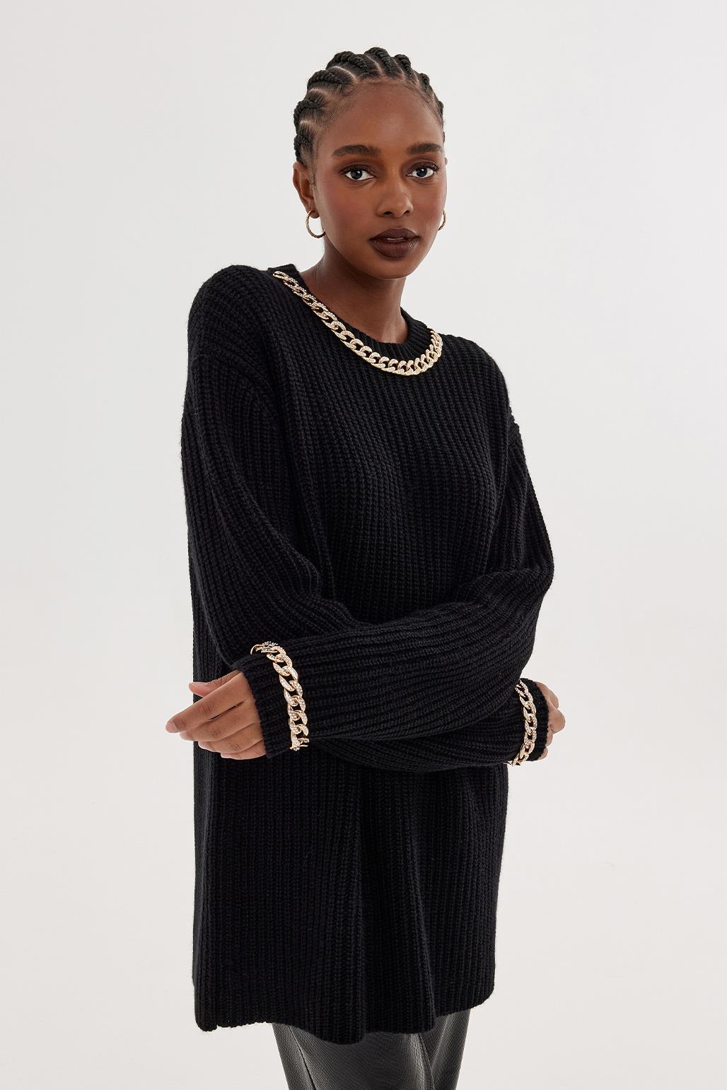 La Chleá –Strickpullover mit Ketten-Detail