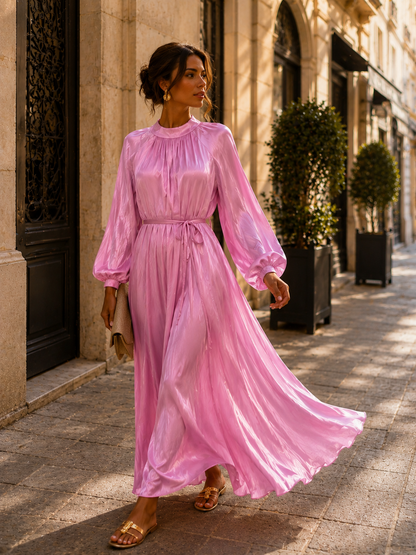 Rosalie Satin Maxi Kleid – Pink