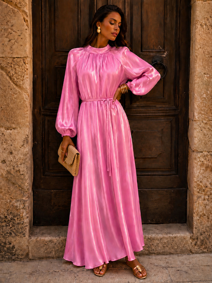Rosalie Satin Maxi Kleid – Pink