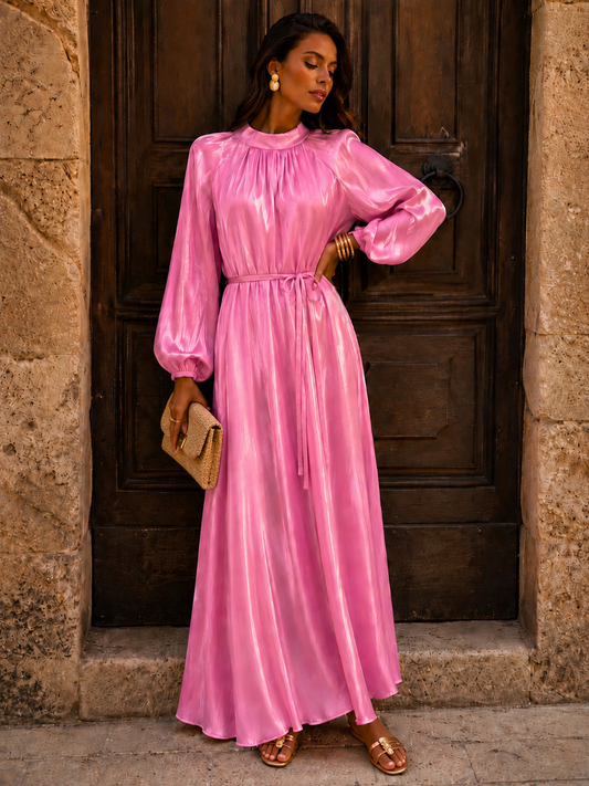 Rosalie Satin Maxi Kleid – Pink