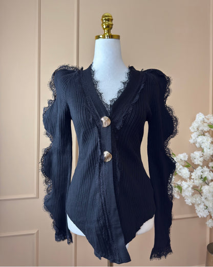Strick-Cardigan mit Spitze