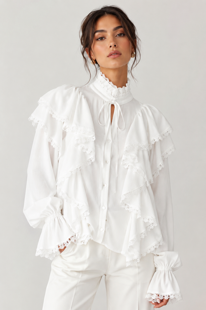 La Chleá Ruffle Bow Blouse