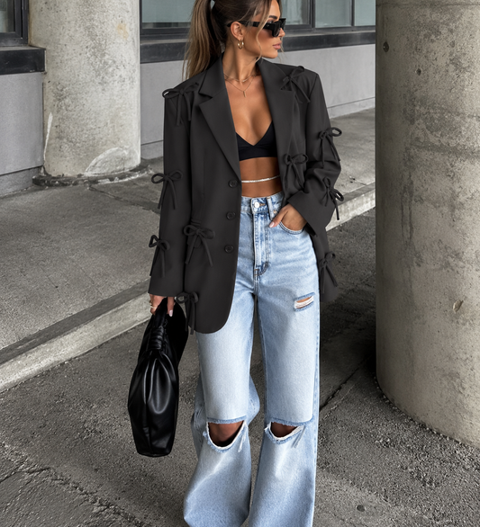 Bow Detail Oversize Blazer
