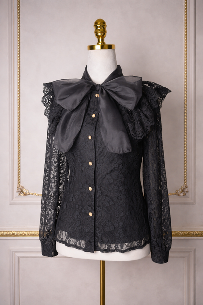 La Chleá-Lace Bow Bluse