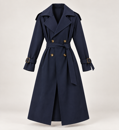 Strange Code Navy Trench Coat
