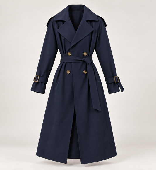 Strange Code Navy Trench Coat