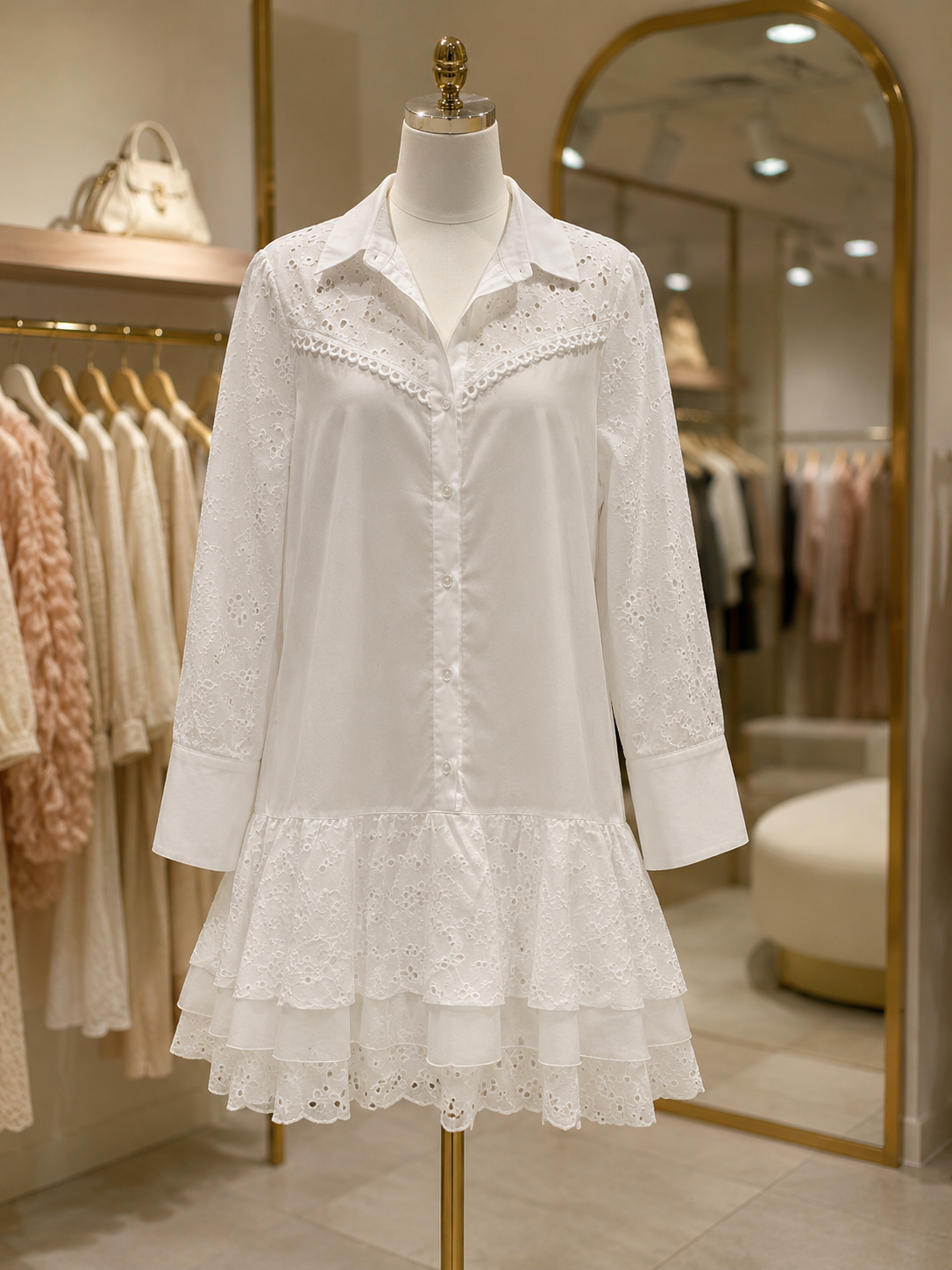 Amalfi Broderie Kleid – Weiß
