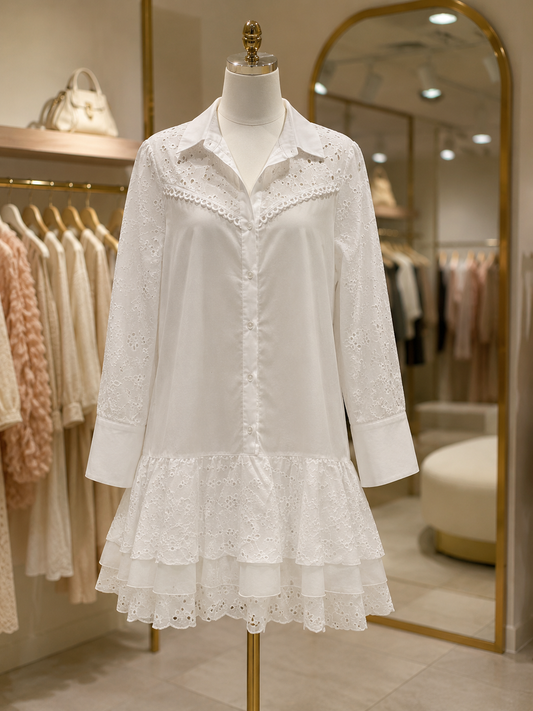 Amalfi Broderie Kleid – Weiß