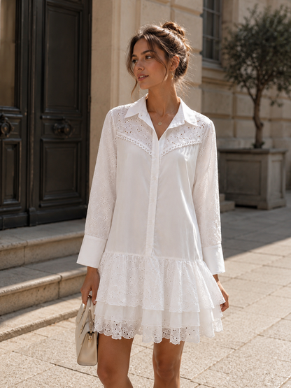 Amalfi Broderie Kleid – Weiß