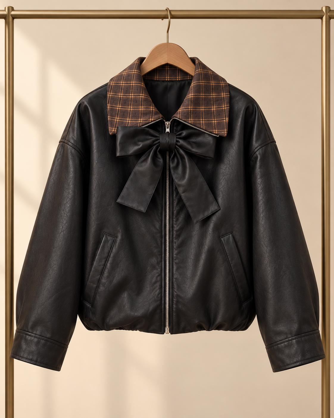 Noir Bow Jacket mit Karokragen