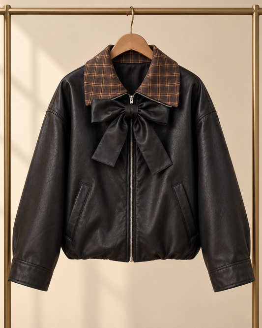 Noir Bow Jacket mit Karokragen