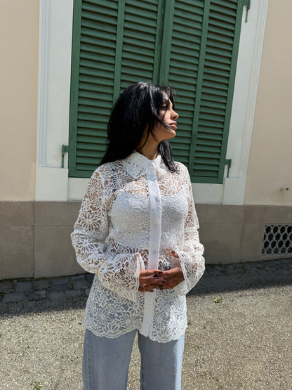 La Chleá Bluse -Eleganz in Spitze Weiß