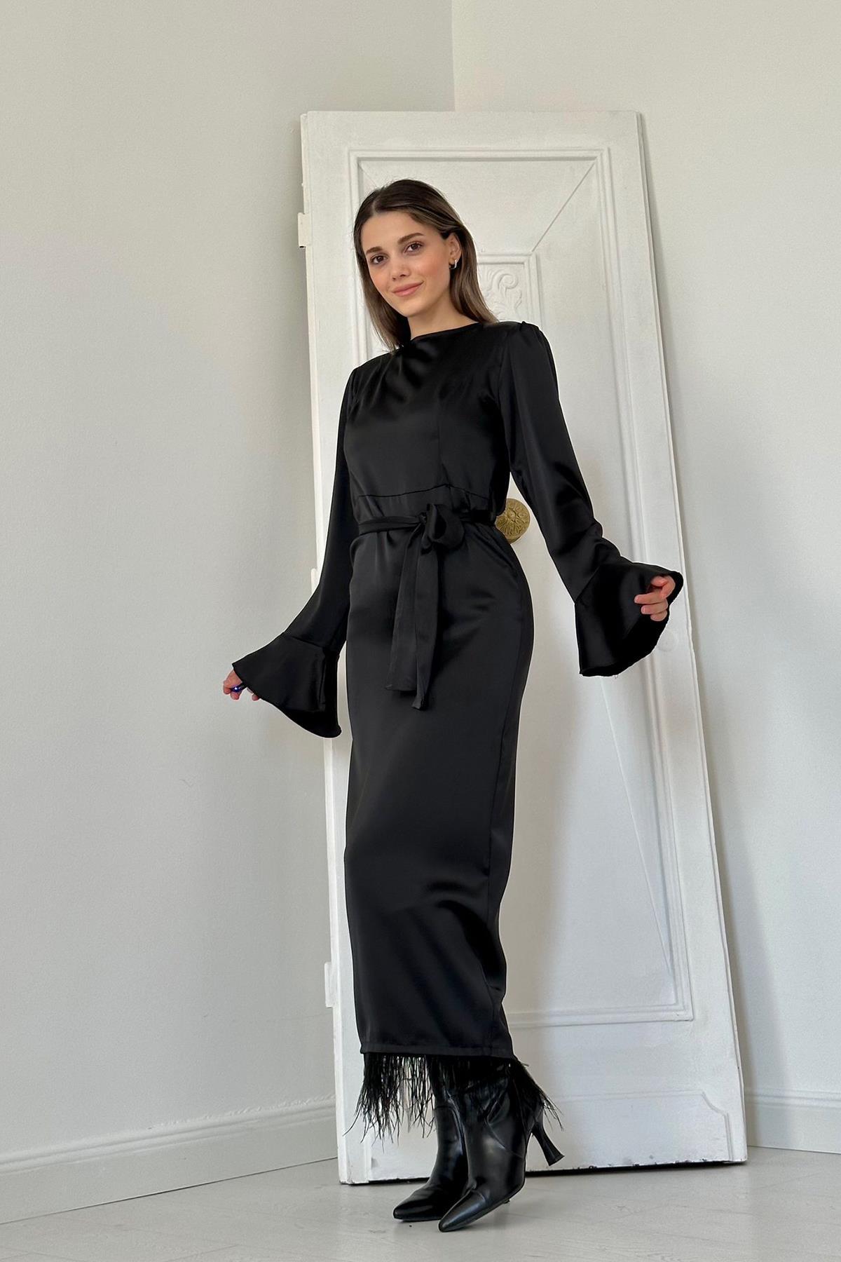 Eleganza Feder-Black Abendkleid