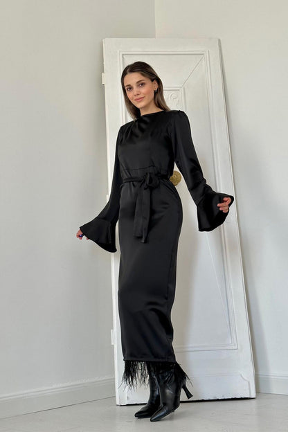 Eleganza Feder-Black Abendkleid