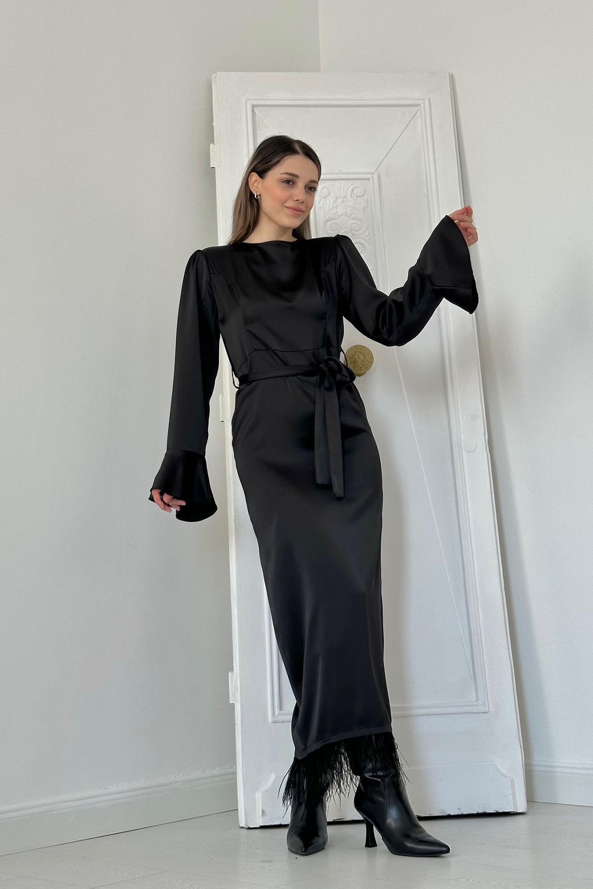 Eleganza Feder-Black Abendkleid