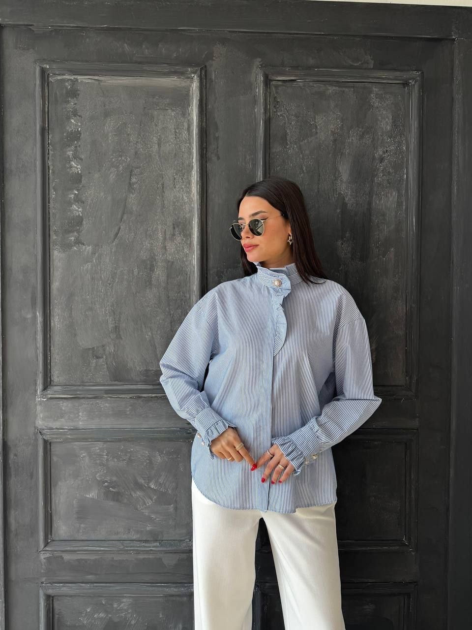 La Chleá -Pearl Stripe Blouse