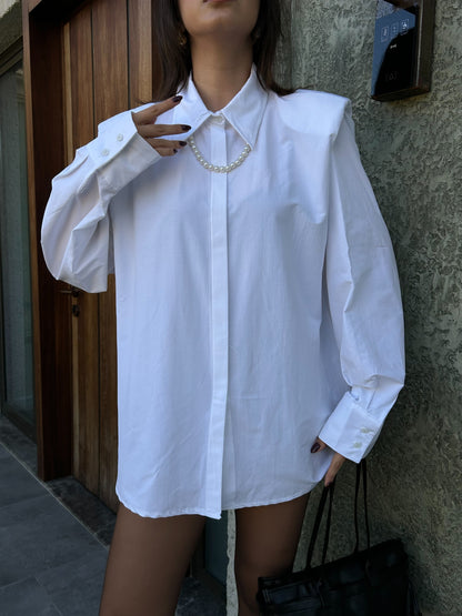 La Chleá – White Cotton Oversized Blouse