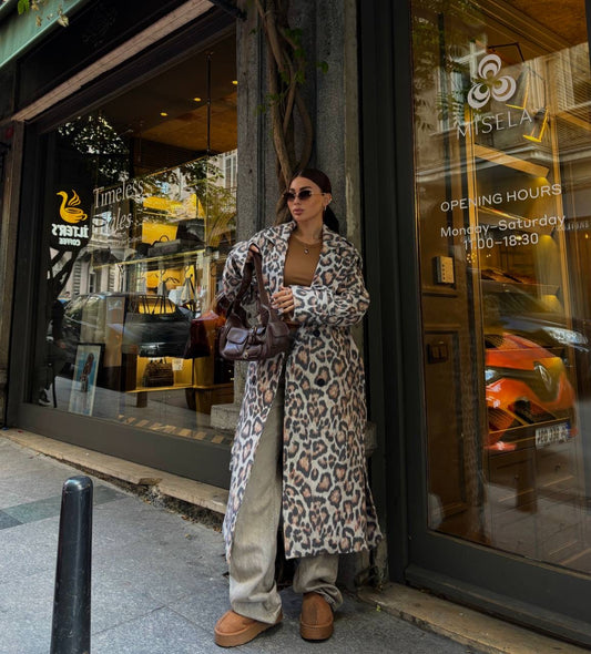 La Chleá Leoparden-Mantel für Damen