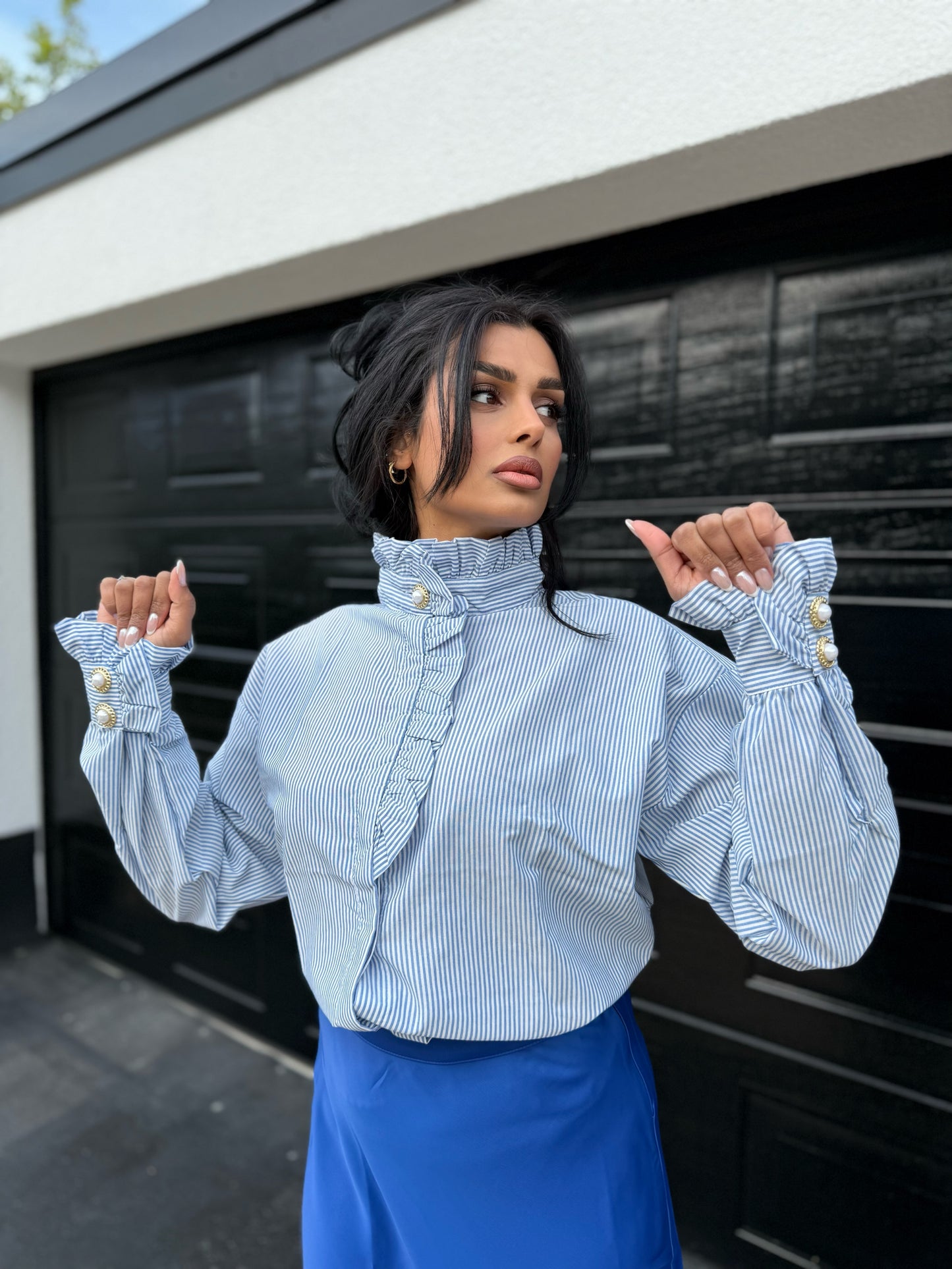 La Chleá -Pearl Stripe Blouse