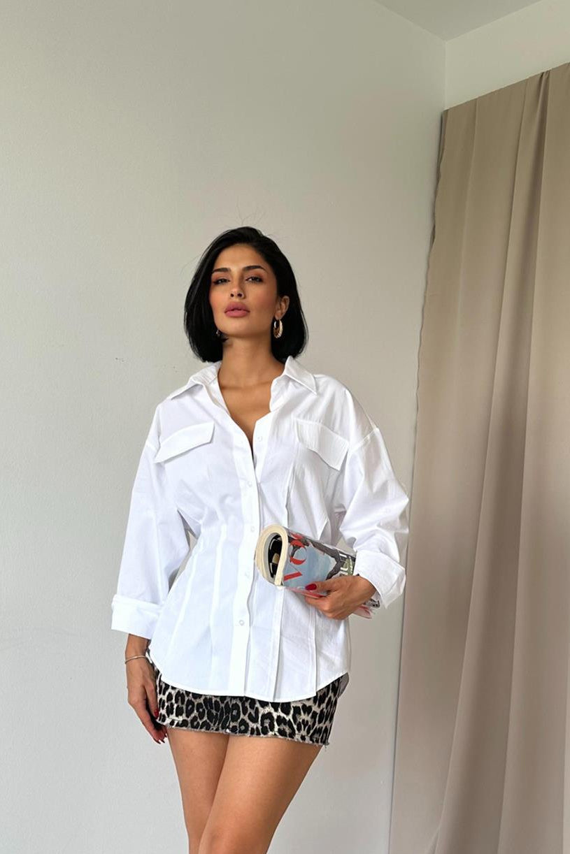 Figurbetonte Oversized-Bluse aus Baumwolle