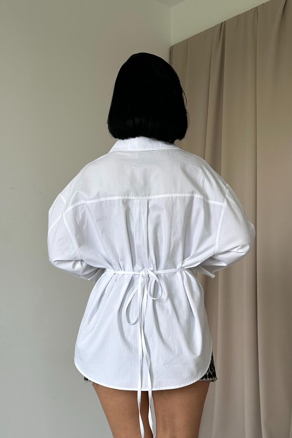 Figurbetonte Oversized-Bluse aus Baumwolle