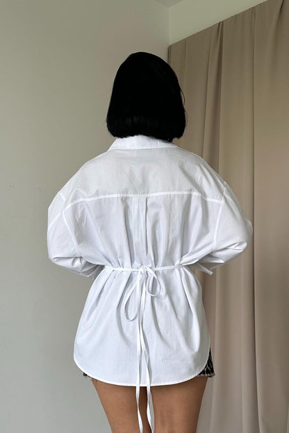 Figurbetonte Oversized-Bluse aus Baumwolle